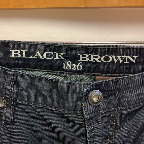 Black Brown 1826 Black Wash Whiskered Classic Fit Straight Leg Jeans Size 36X32 - Picture 5 of 16